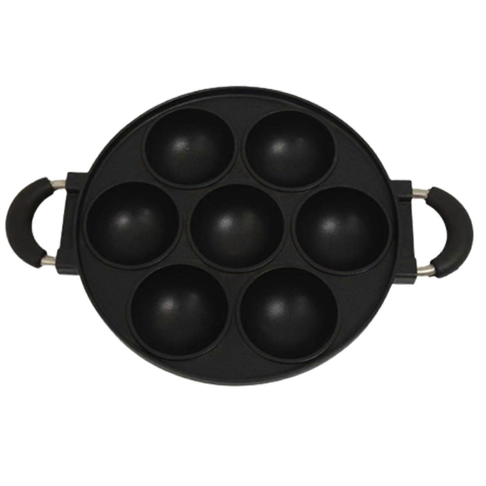 7 Hole Cooking Cake Pan Cast Iron Omelette Pan Non-stick Cooking Pot Breakfast Egg Cooker Cake Mold