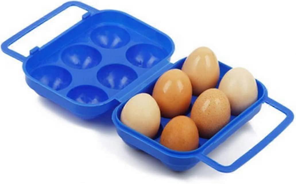 Egg Storage Box Shockproof Folding Egg Carrier Holder Storage Container For 6 Eggs,blue1pcs