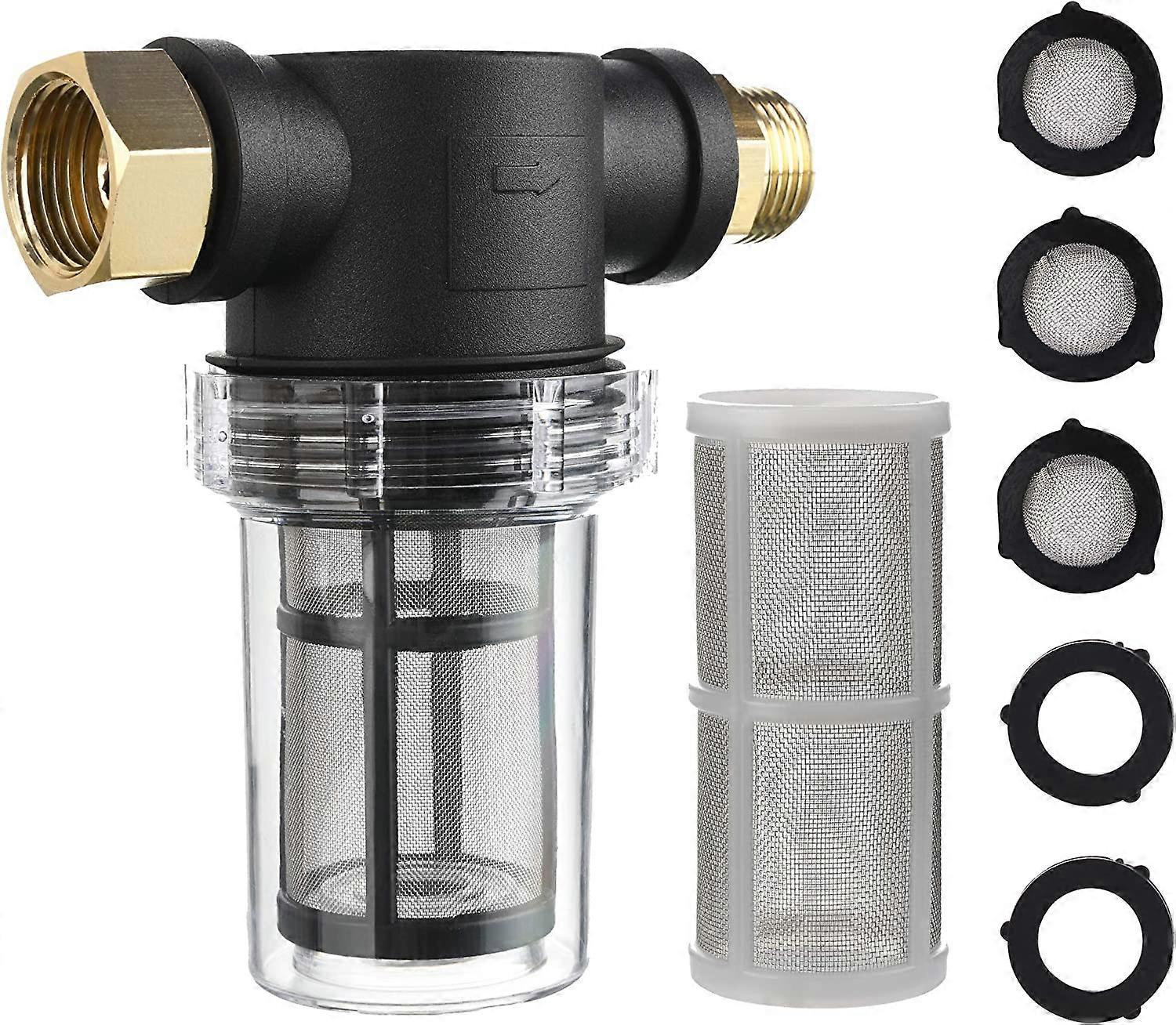 Garden Hose Filter for Pressure Washer Water Inlet, Sediment Inline Filter, 40 Mesh Screen, Extra 100 Mesh