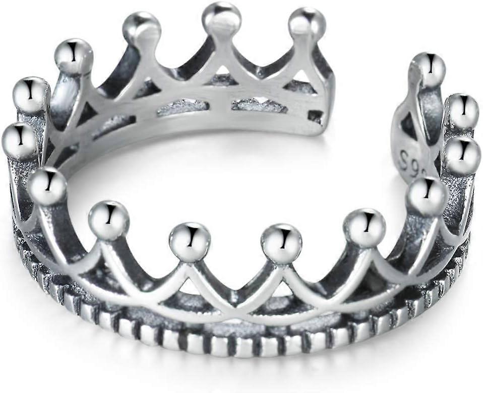 Solid 925 sterling sølvring for kvinner, justerbar vintage ring