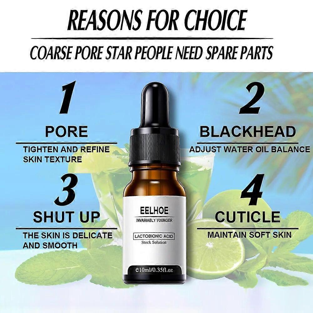 Zero Pore Serum Lactobionic Acid Face Solution Serum Minimize Pores Oil-Control Whitening Anti-Wrinkle