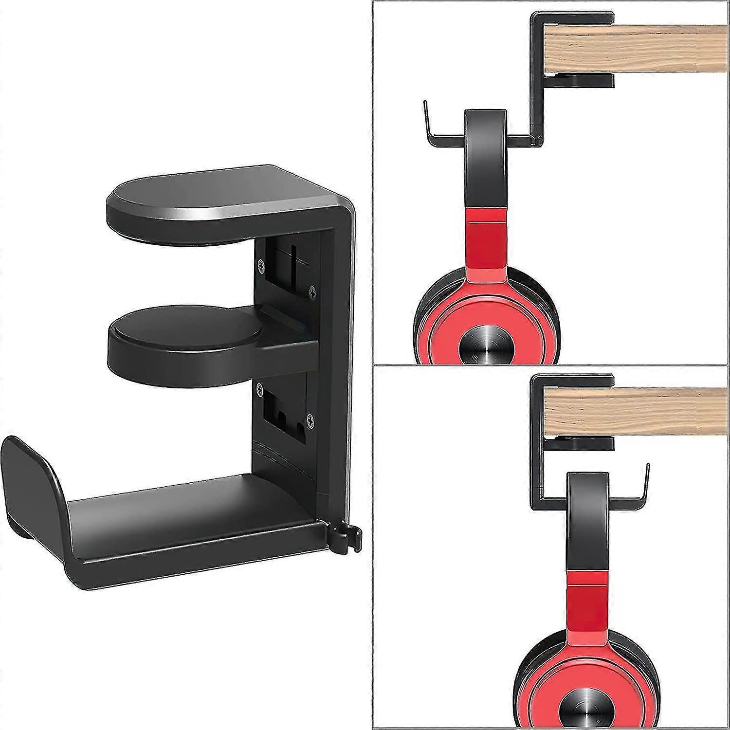 Headphone Stand With Cable Clip, 360 Degree Rotation Adjustable Spring Clip
