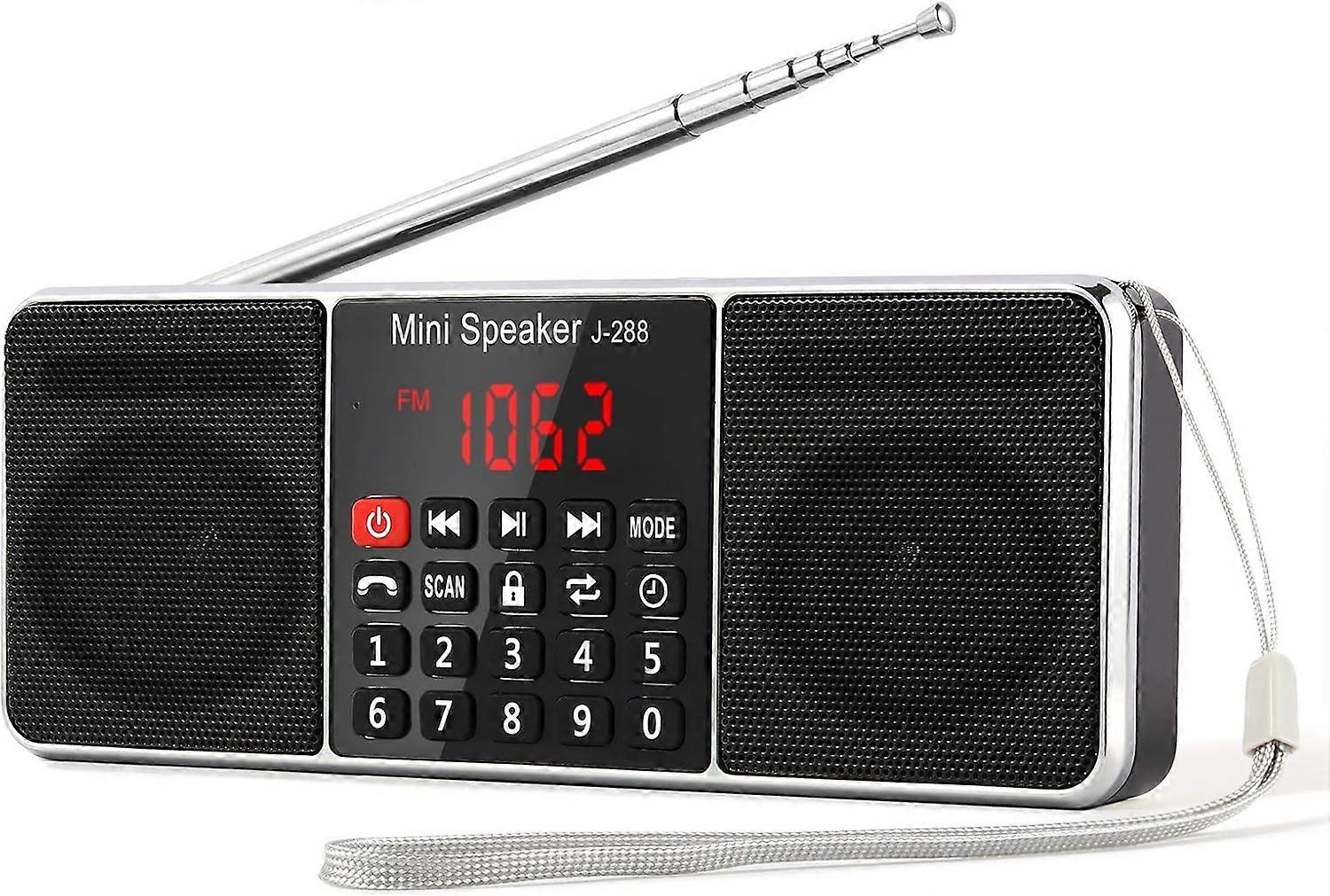 J-288 Portable Radio FM AM(MW) MP3 TF USB AUX with Bluetooth Speaker, LED Display, Sleep Timer Function. (without Manual Memory Function)