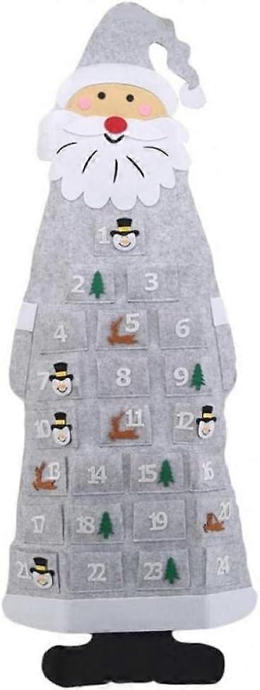 Santa Claus Advent Calendar with Pockets 24 Days Hanging Christmas Countdown Felt Calendar