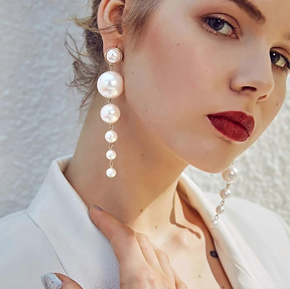 ロングタッセルイヤリングフリンジダングルイヤリングパールイヤリング薄いイヤリング手作りボヘミアンステートメントイヤリング女性のための女の子日常パーティー
