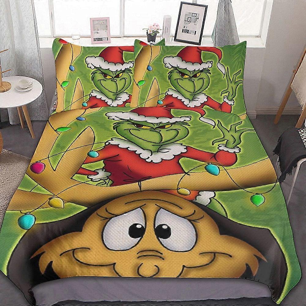 Bedding set BM115 Grinch 3-Piece Bedding Set Duvet Cover Set Soft Warm And Comfortable Soft Bed Set with ZW115