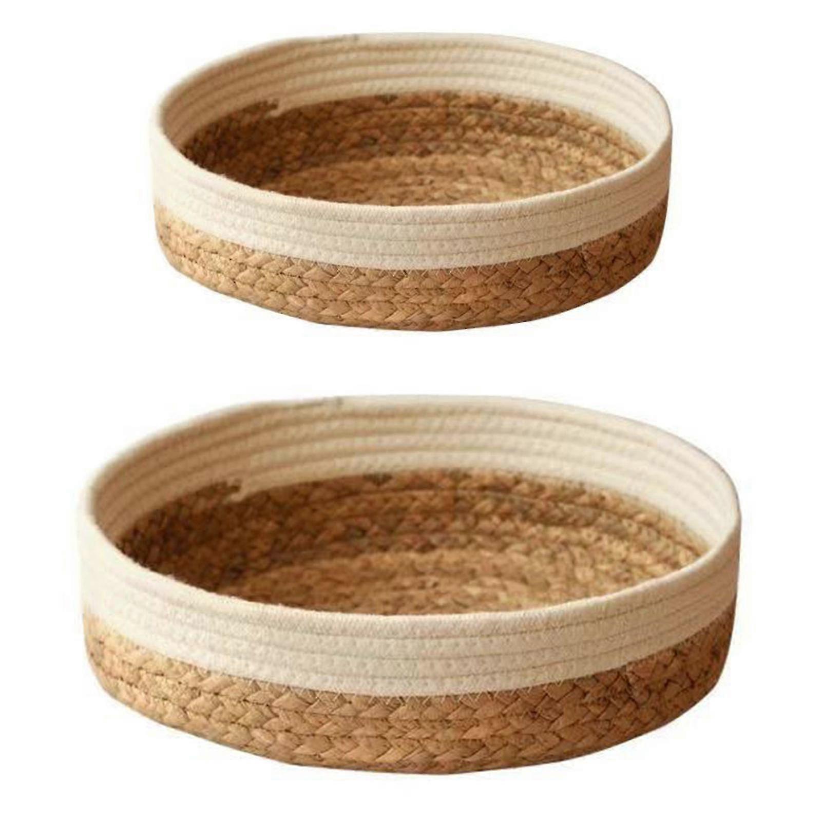 Handmade Woven Basket Multifunctional Round Straw Storage Basket Large Capacity Toys