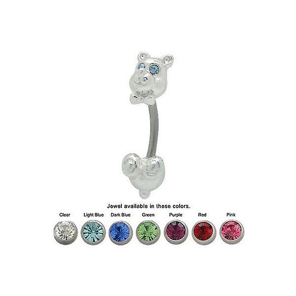 Teddy bear belly ring with cz gems awo96460