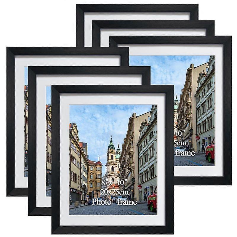 6 Pack Picture Frames, Black Photo Frame Set with Mat for Wall or Tabletop Decoration