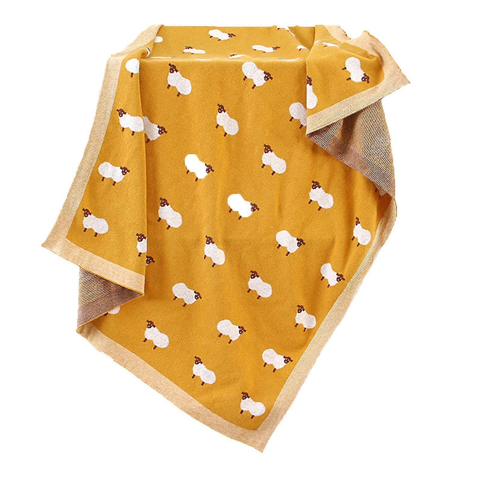 Cozy 100x80cm Knitted Lamb Pattern Baby Blanket for Strollers