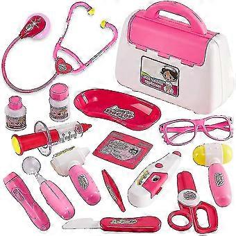 Kinder Arzt Spielzeug Set Rosa Kinder Arzt Fall Spielzeug Doktor Werkzeuge mit Stethoskop, Nachahmung Spiel Geschenk