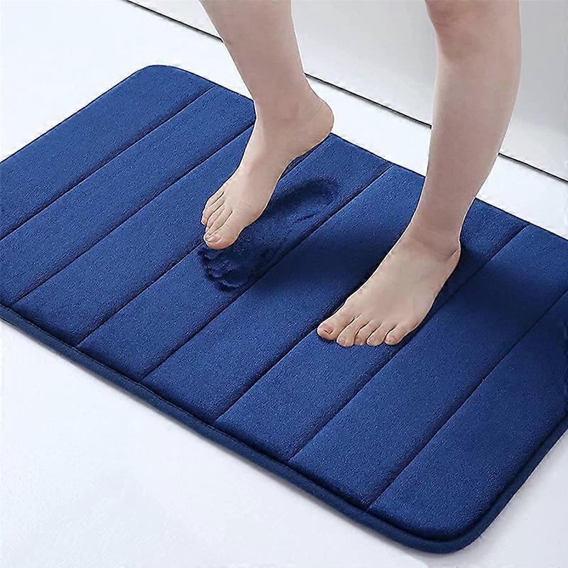2pcs Navy Blue - 40x60cm Memory Foam Bath Mat Non-Slip Absorbent Bath Mat Washable Bath Mat