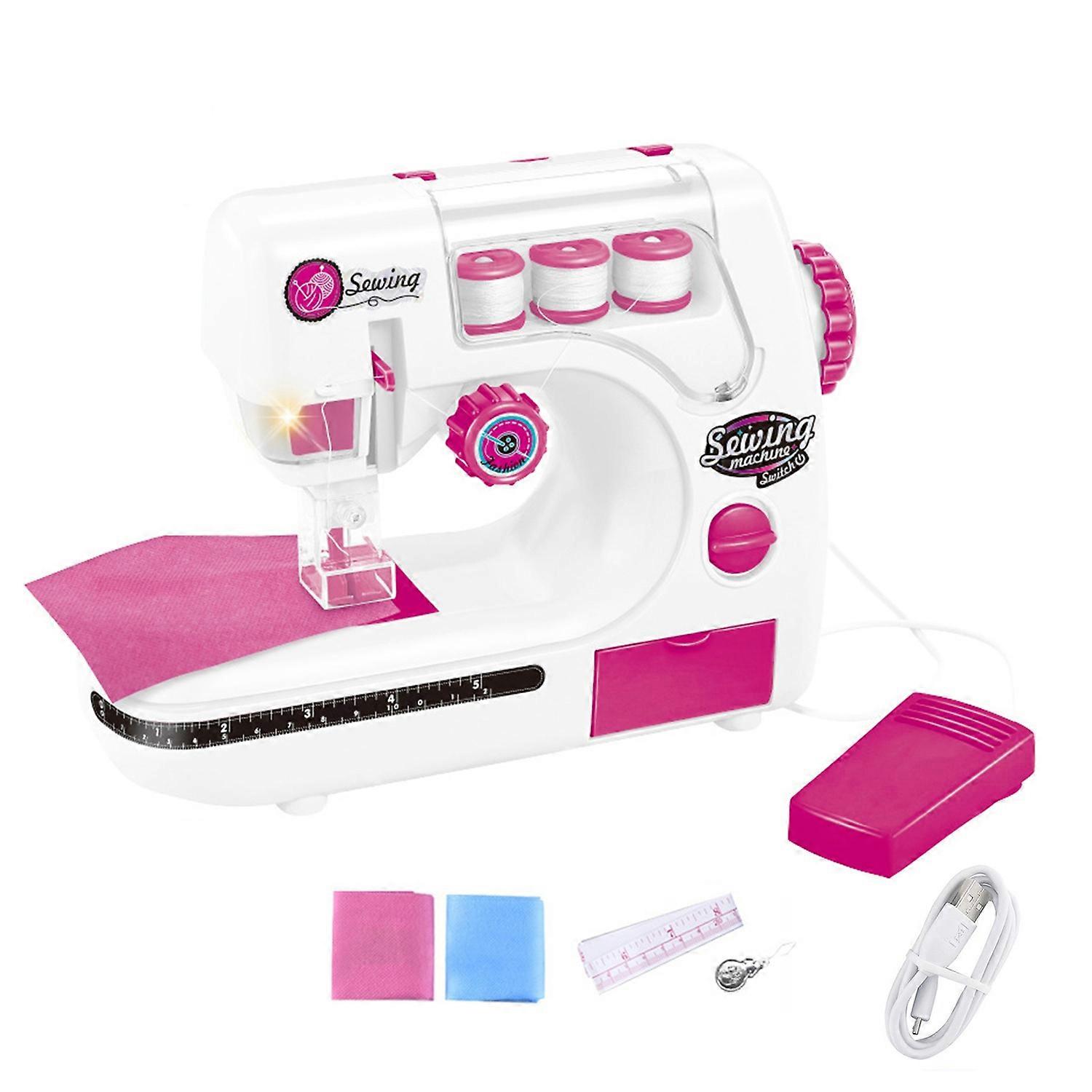 Kids Sewing Machine Toy with Pre-Threaded Box Children Sewing Set for Play House Simulated Realistic