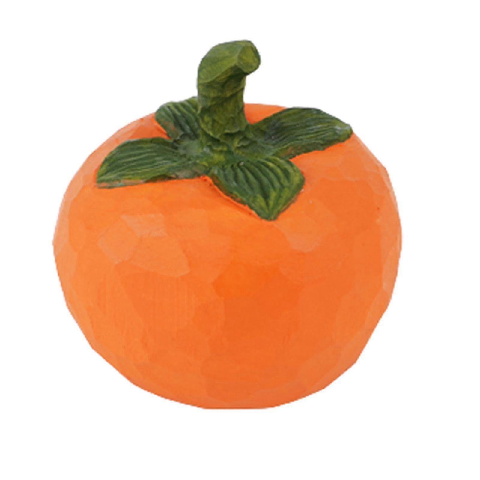 Fake Artificial Persimmon Ornaments Wood Vivid Fruit Pattern Portable Fruit Crafts For Shelf Decor Table Decor