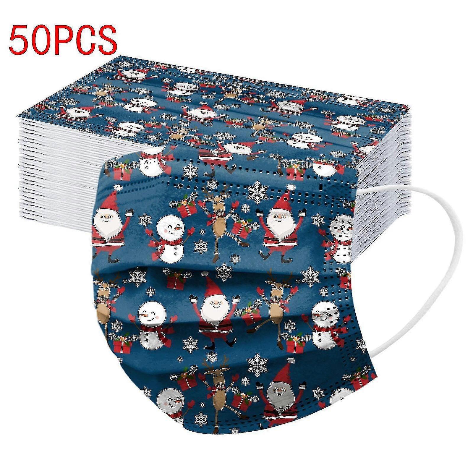 50 יחידות מסכה חד פעמית קוואי מבוגר מודפס 3ply מסננים קישוט חג המולד לפנים חגיגיות מסכות navidad מסקרילה ליל כל הקדושים באיכות גבוהה