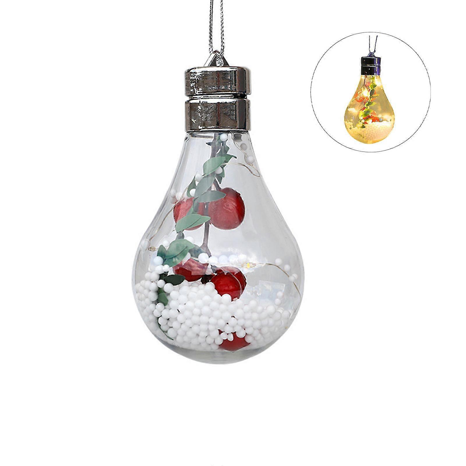Led Translucent Christmas Ornament Ball Set With Hollow Design And Button Battery For Restaurants And Home Decoration,A1,Transparent