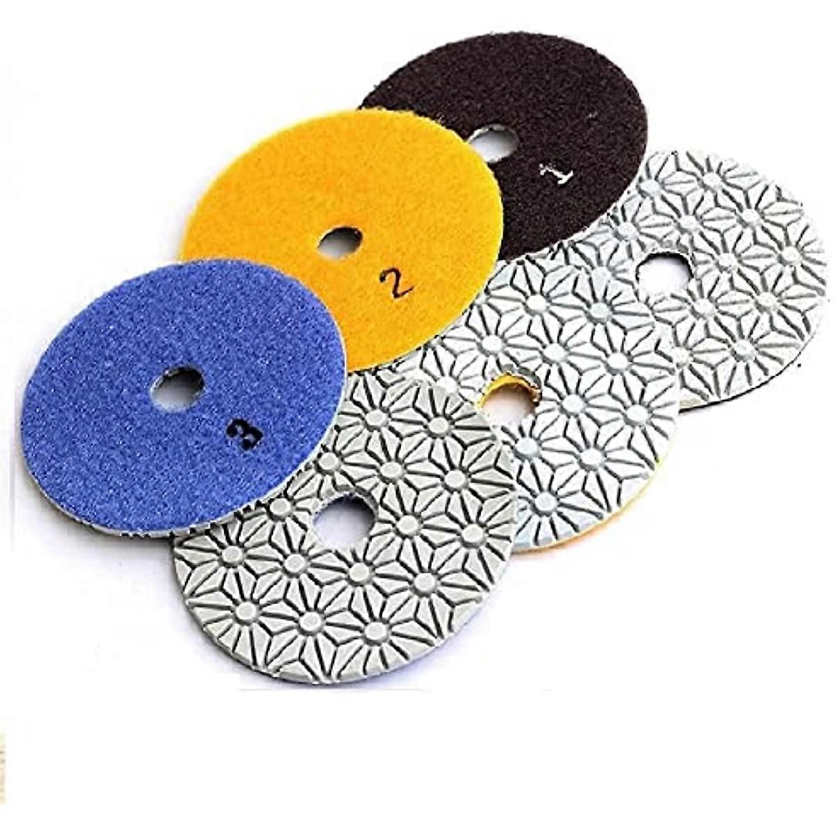 3 Pcs 4 Diamond Polishing Pads 100mm Wet Dry Pads 3 Step Diamond Polishing Pads for Granite Quartz Marble Concrete Terrazzo