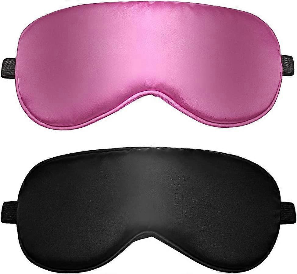 Sleep Mask 2 Pack (Black, Purple), Ultra-Soft Silk Sleep Mask, Light Resistant Sleep Mask with Adjustable Elastic Band