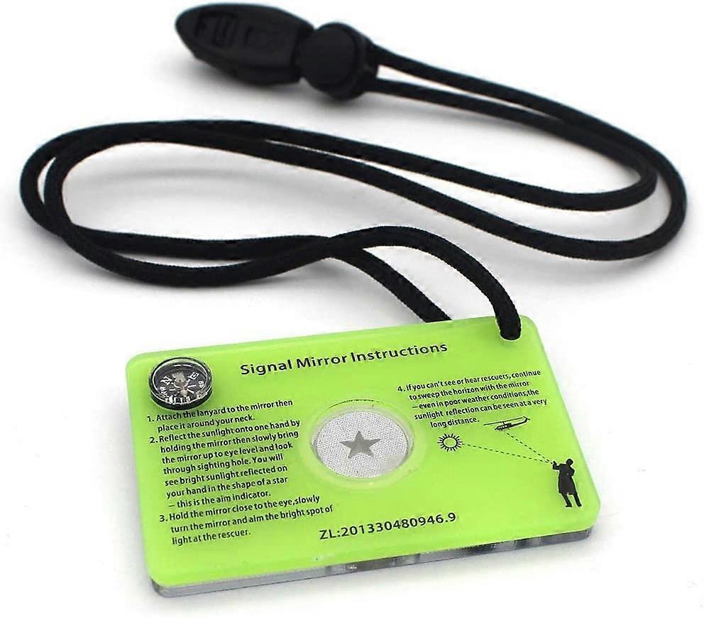 Signal Mirror Survival Reflective Mirror,Outdoor Survival Signal Mirror,Waterproof Reflective Signal Mirror with Compass Neck Lanyard