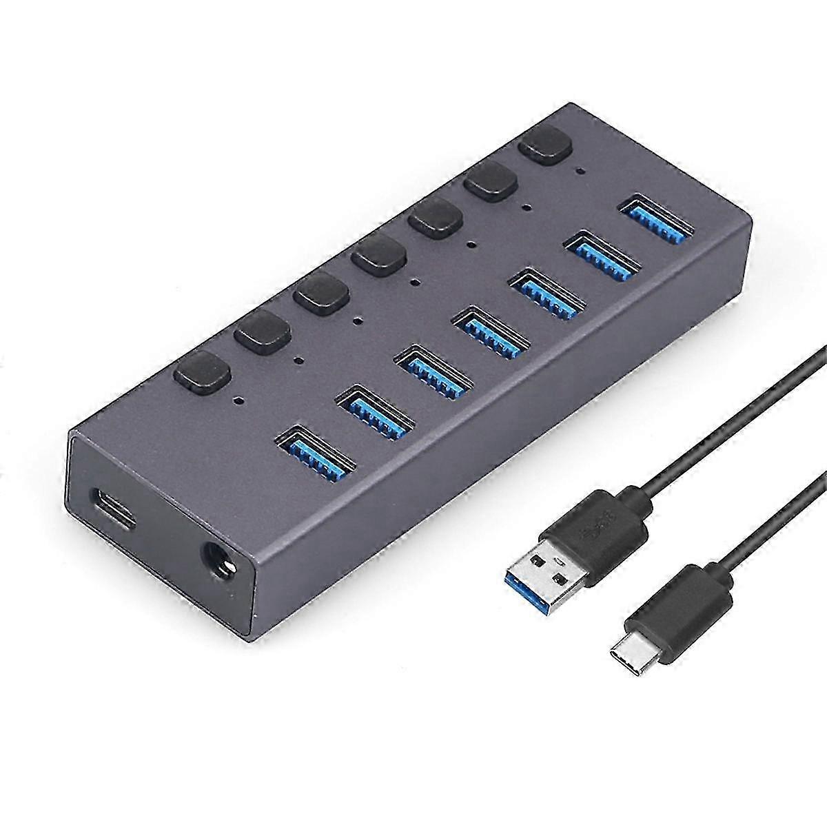 USB3.0 Splitter 7Port Charging Multi-Interface HUB with Switch