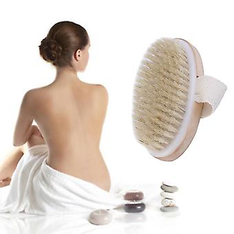 Natural Bristle Dry Skin Body Brush Exfoliate Estimular la circulación sanguínea Spa Shower Scrubber