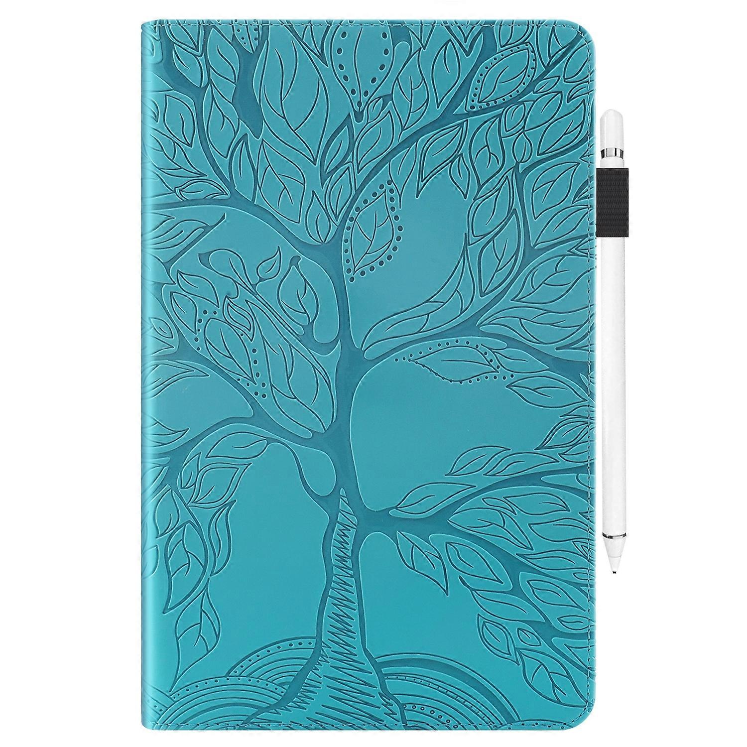 Tablet Case For Lenovo Tab K10 Life Tree Series Leather Tablet Case(Lake Blue)