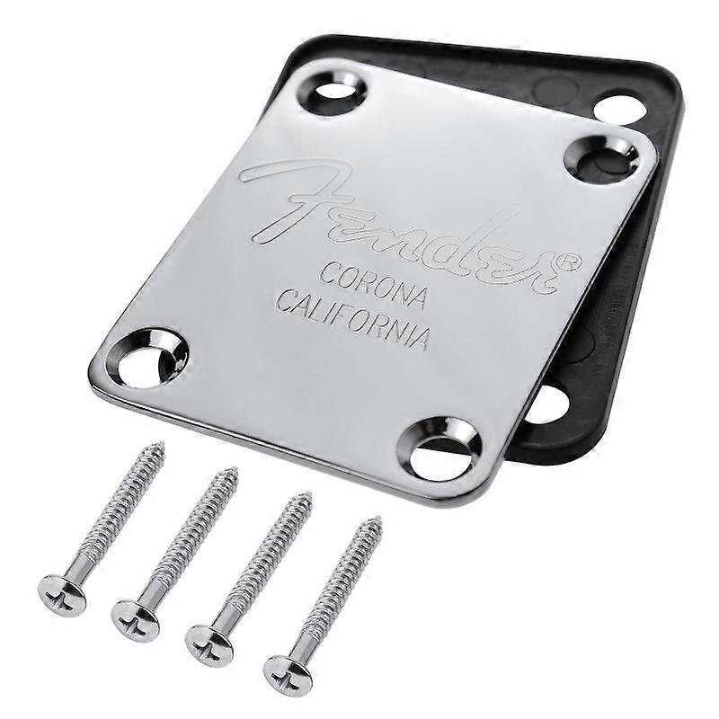 Ohello 1 Set Guitar Neck Joint Plate Fender Plastic Back Plate for Strat Tele ST TL Guitar Accessories Black/Chrome(Silver)
