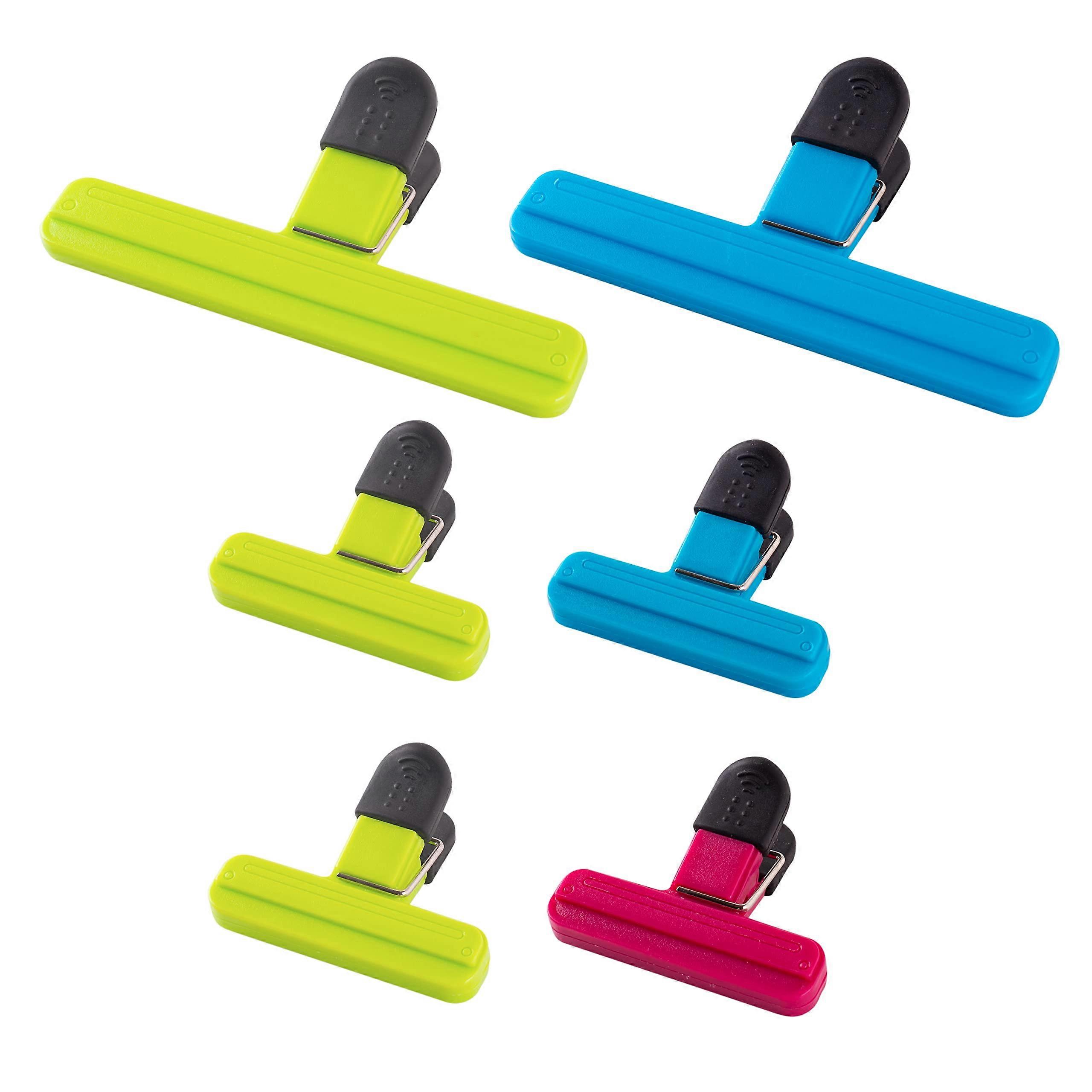 Bag Clips for Food Storage 2 Sizes - 6 Pcs , Reusable Clips - Assorted Colors