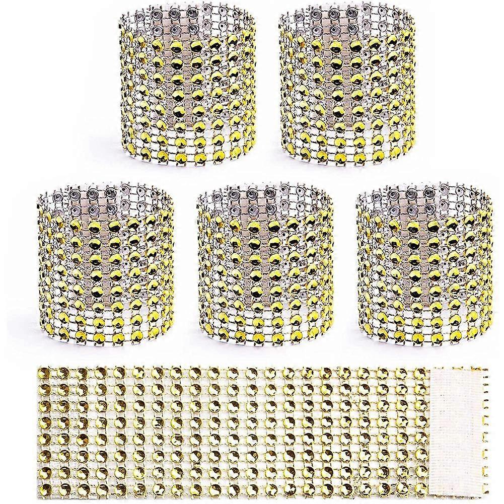 Napkin Rings 100, Disposable Rhinestone Napkin Bands Self Adhesive for for Tables Gold