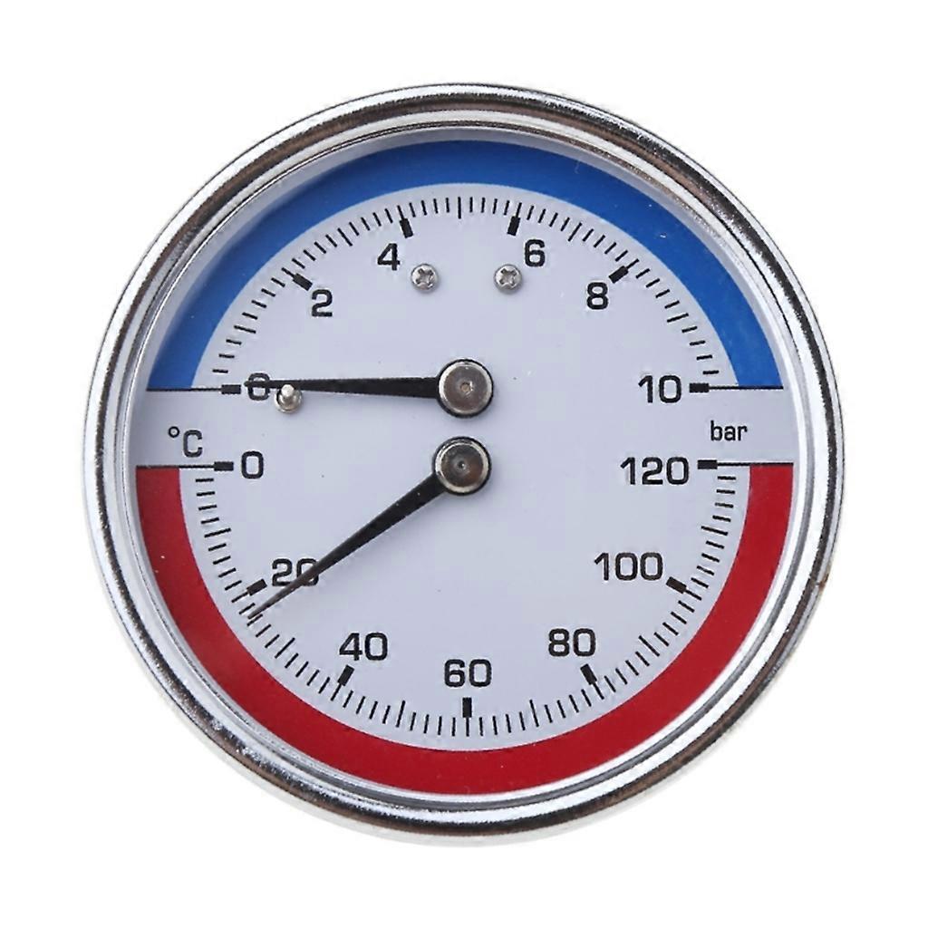 Thermo-manometer Boiler Temperature & Pressure Gauge 0-120  0-10 Bar Fitting