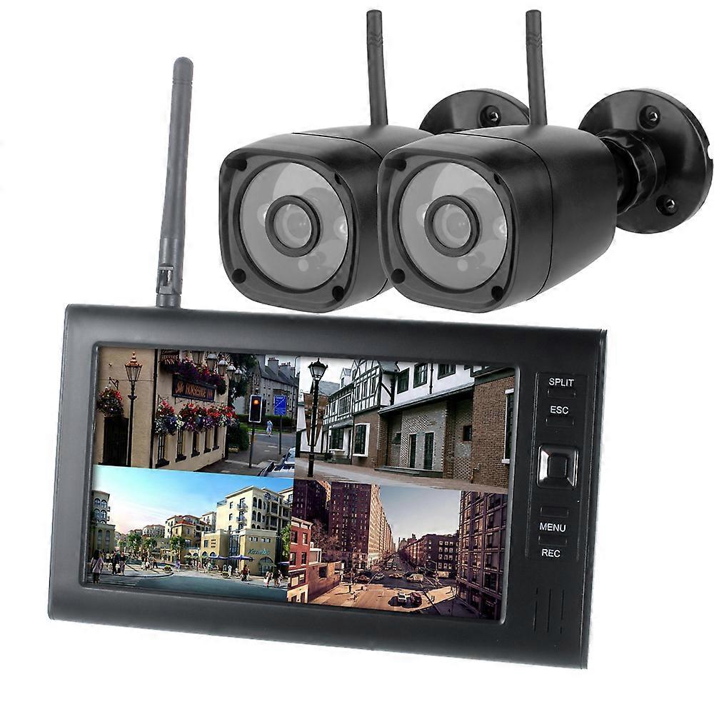 2X Telecamera CCTV Wireless Digitale con 7 '' Monitor LCD DVR Record Sicurezza Domestica B