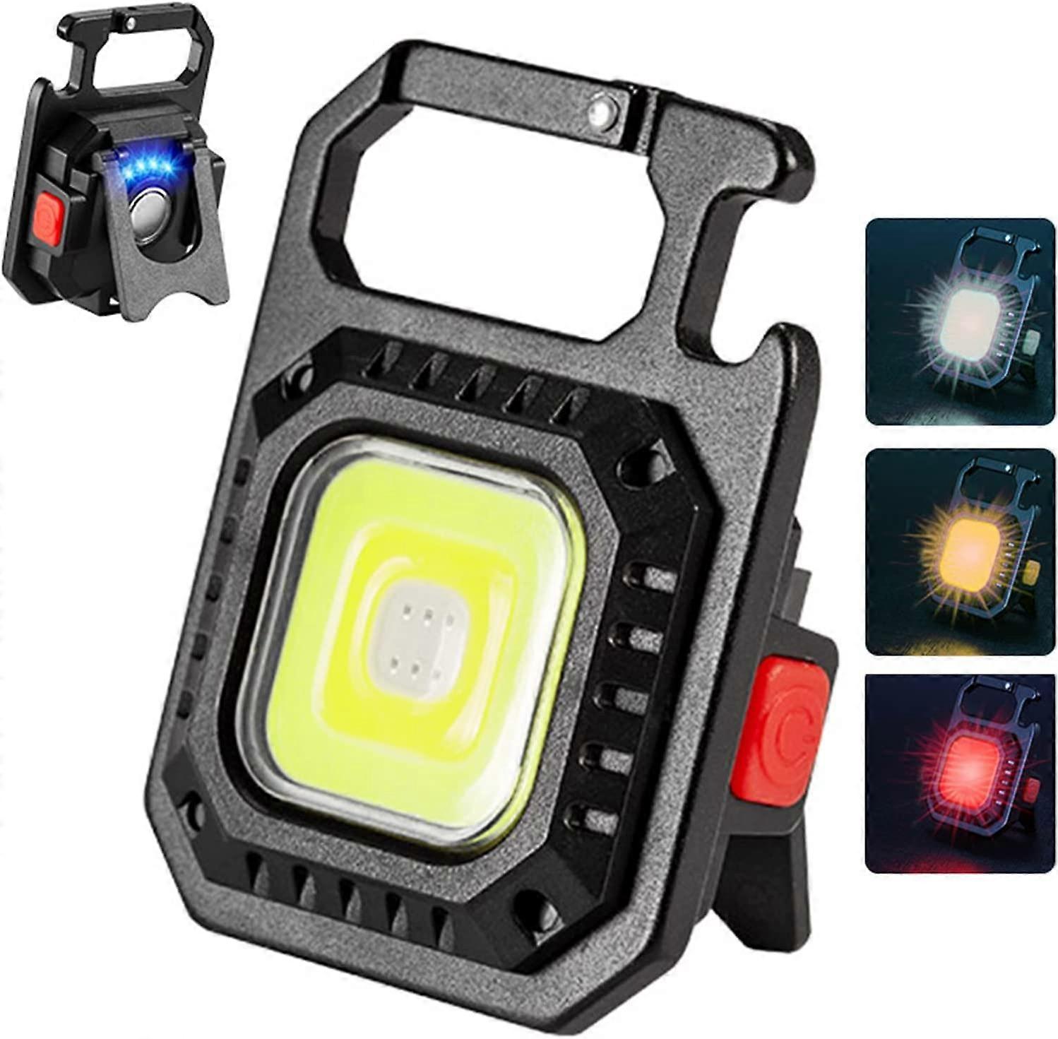 Schlüsselanhänger Notlicht, Mini Torch COB Wiederaufladbare Taschenlampe, 5 Modi Wasserdichtes Taschenlicht