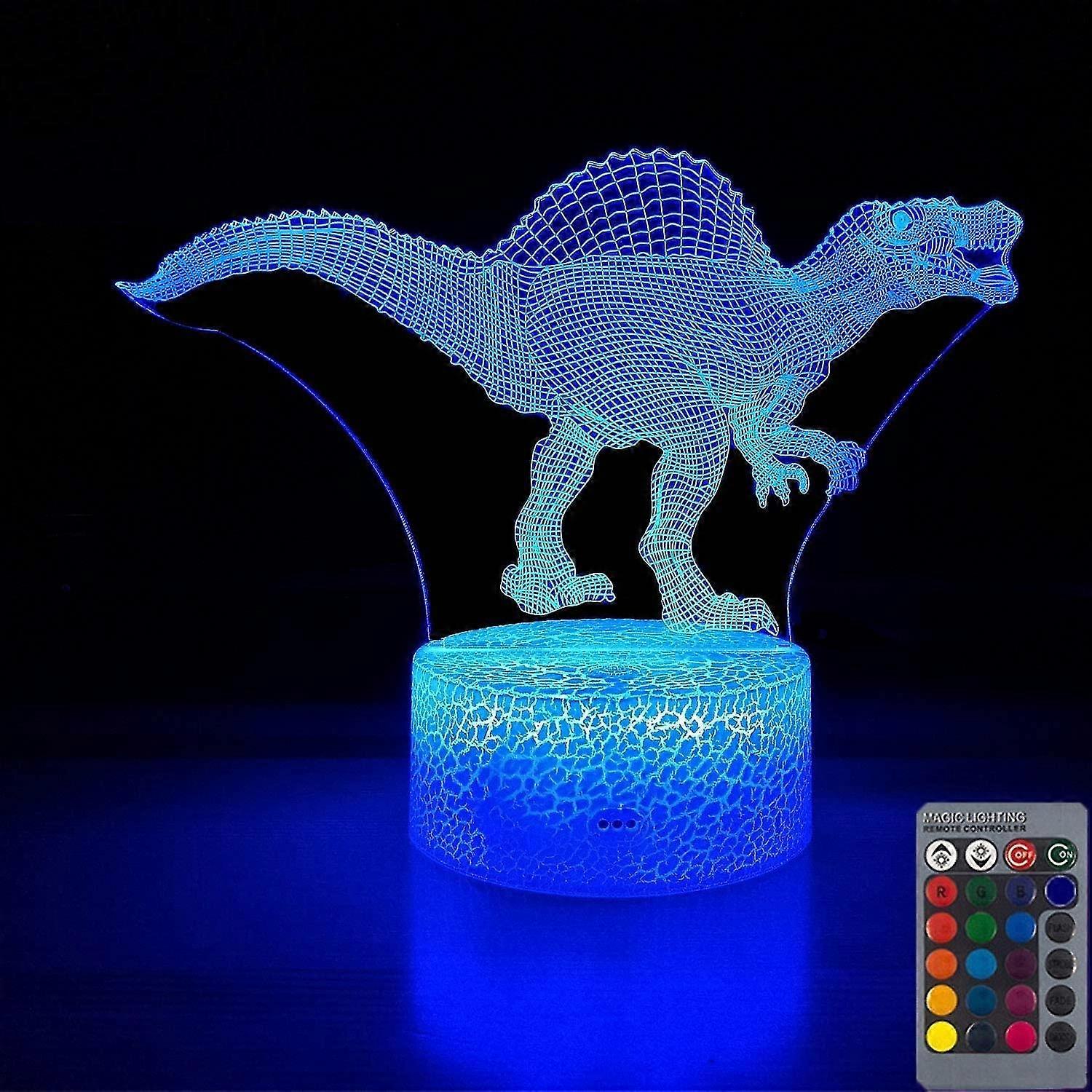 Shxx Dinosaur 3d Illusion Lamp, 3d Night Lights For Kids Boys 7 Color Change With Usb, Touch&remote Control Xq-3d6-202