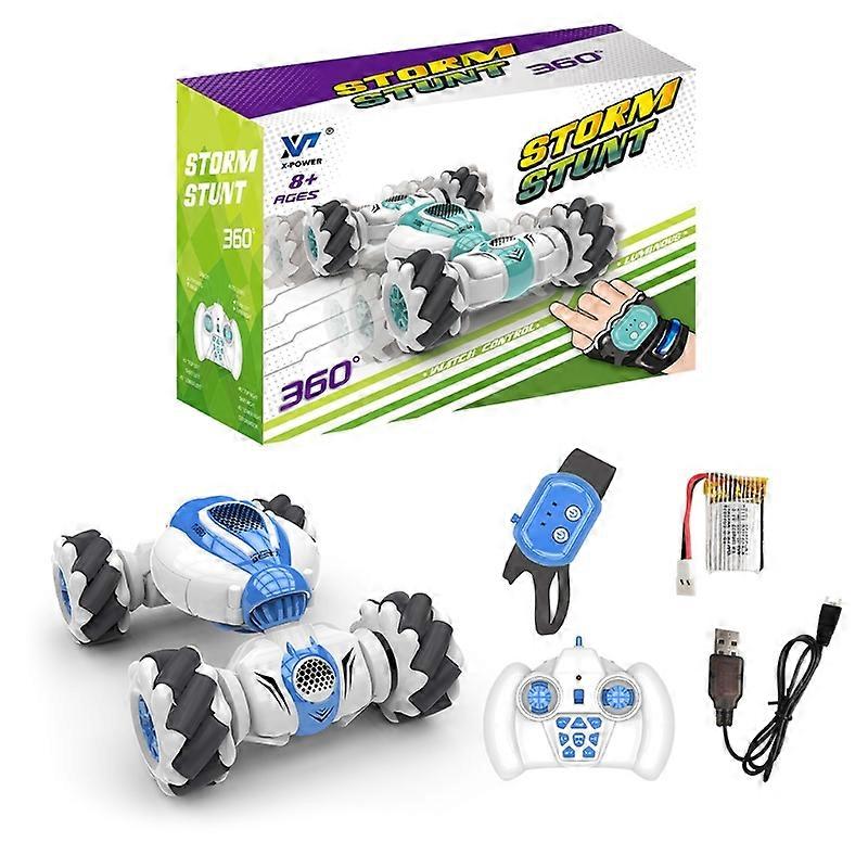 2.4Ghz Remote Control Car 4WD Watch Gesture Sensing Control RC Stunt Car with LED Light Music Effect Children's Toy