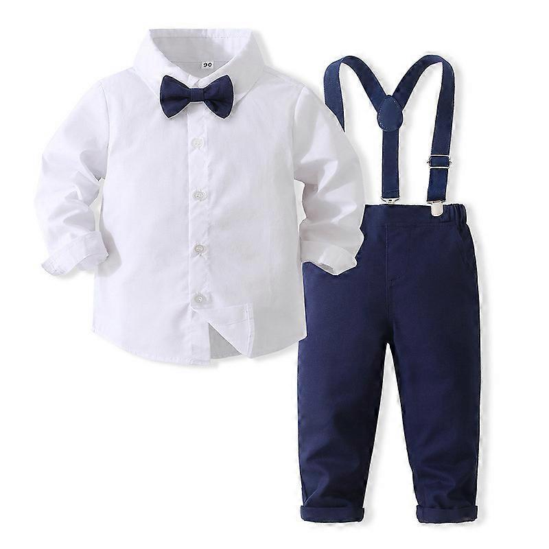 Baby Boys Suit 3 Piece Set Shirts Suspender Pant with Bowtie Formal Suit