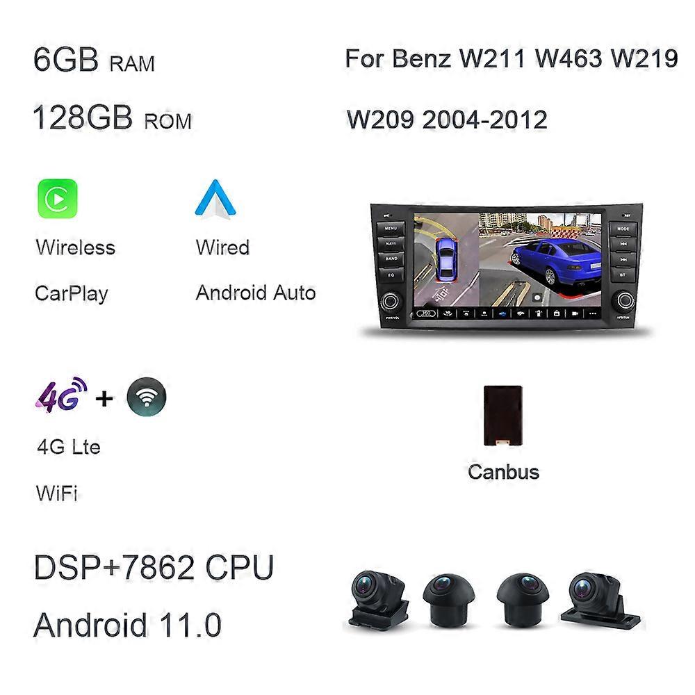 8" DSP Android 12.0 8 Core 4GB RAM 64GB 4G LTE Car DVD Player GPS Map RDS Radio car radio For Benz W211 W463 W219 W209 2004-2011