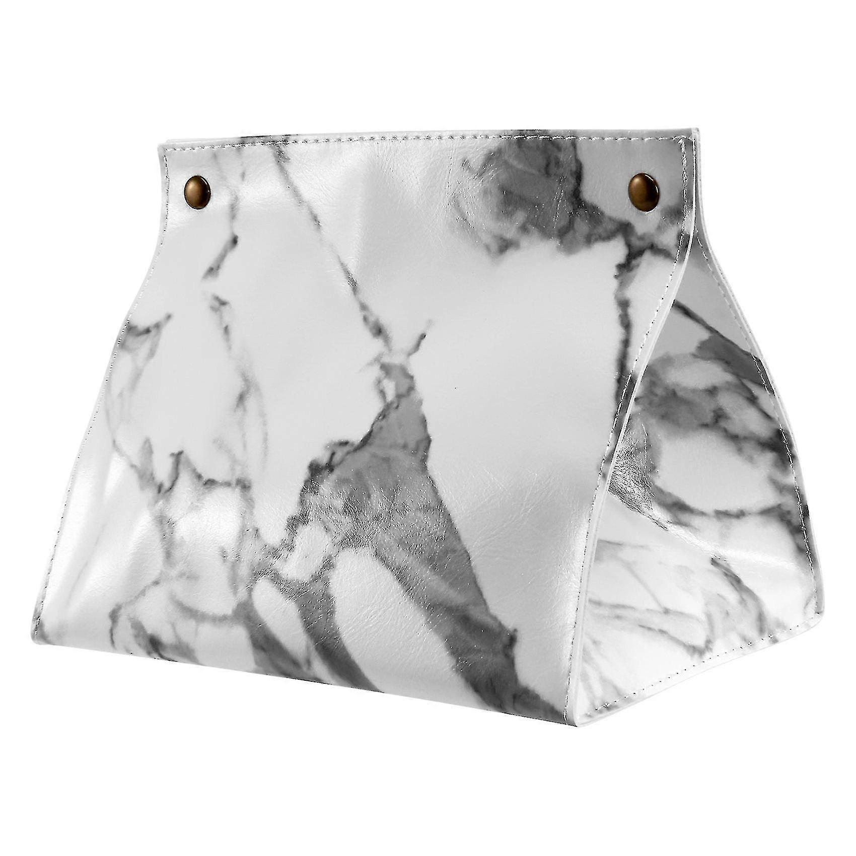 Marble Pattern Tissue Box Pu Leather Home Car Napkin Paper Container Paper Towel Napkin Case Pouch