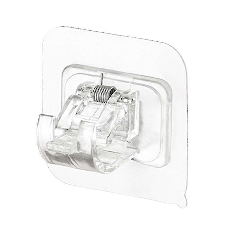 Self Adhesive Adjustable Curtain Rod Holder Clamp Hooks Rod Bracket Rack(transparent4sets