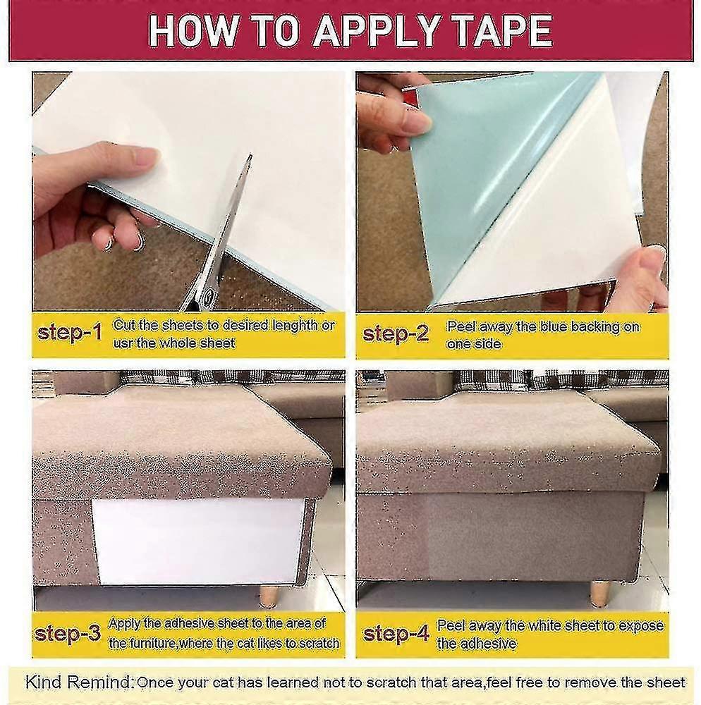 Anti Cat Scratching Deterrent Tape Clear Double Sided (8 Pack)