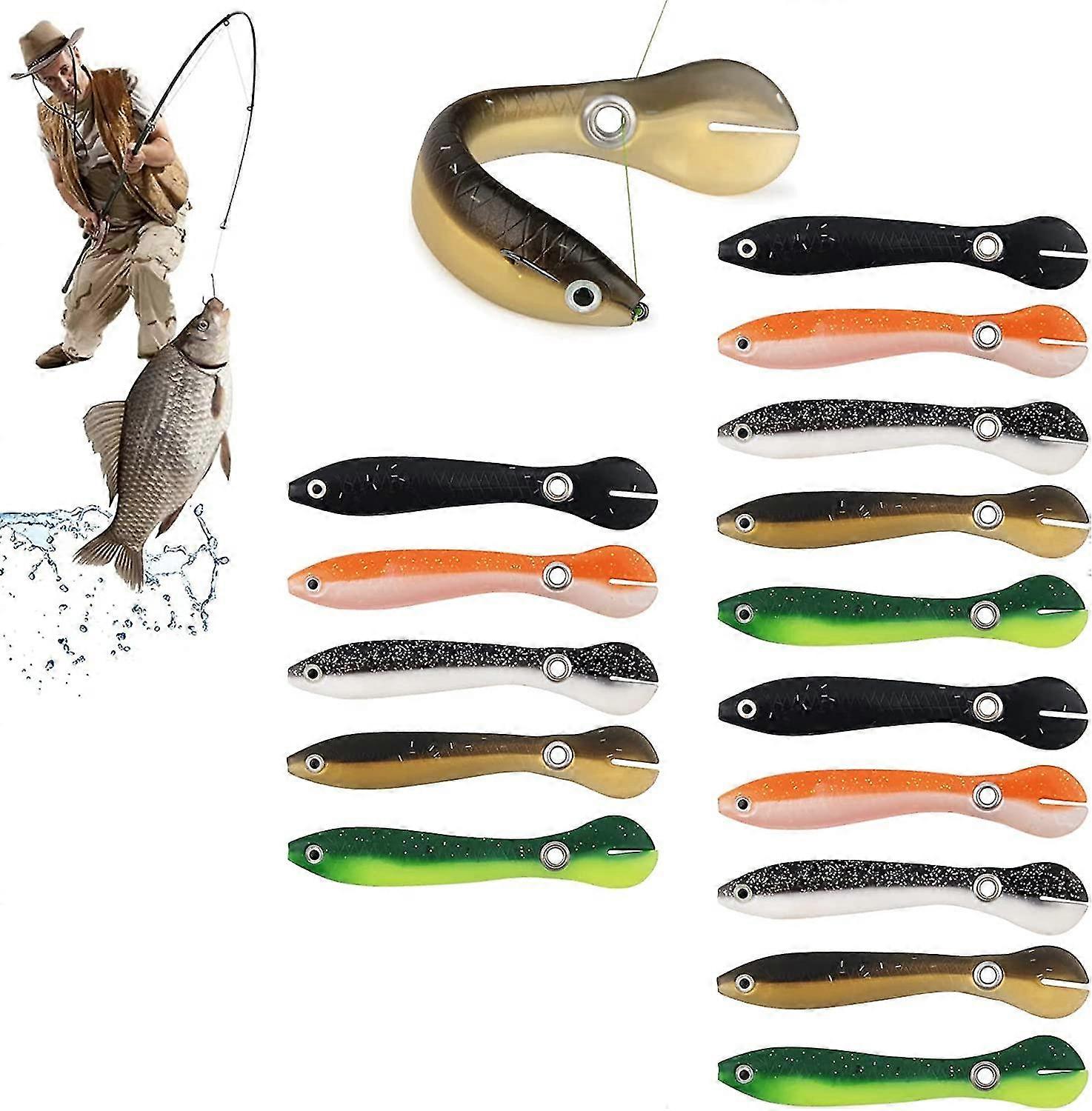 15pcs Soft Bionic Fishing Lure, Simulation Loach Soft Fishing Bait, Slow Sinking Bionic Swimming Lures