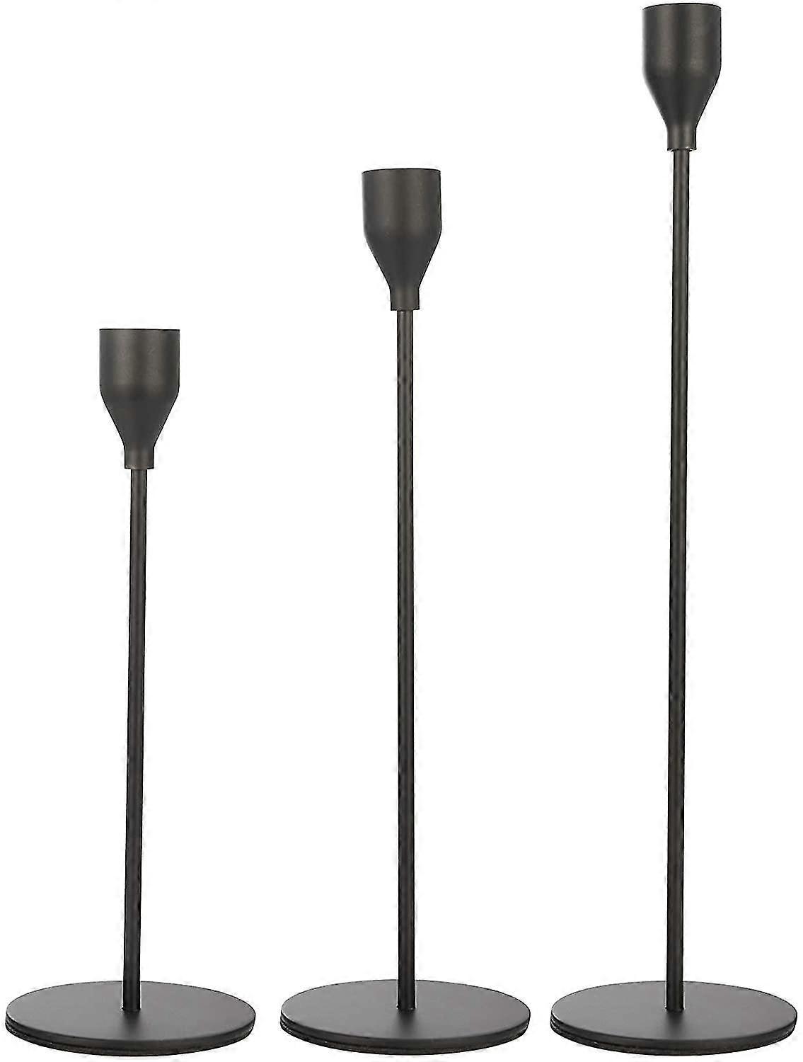3-piece Black Candlestick Holder