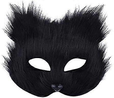 Plush Cat Fox Mask, Therian Masks, Realistic Cat Masks, Half Face Animal Mask, Furry Party Cat Mask Masquerade Mask, Cosplay Costume