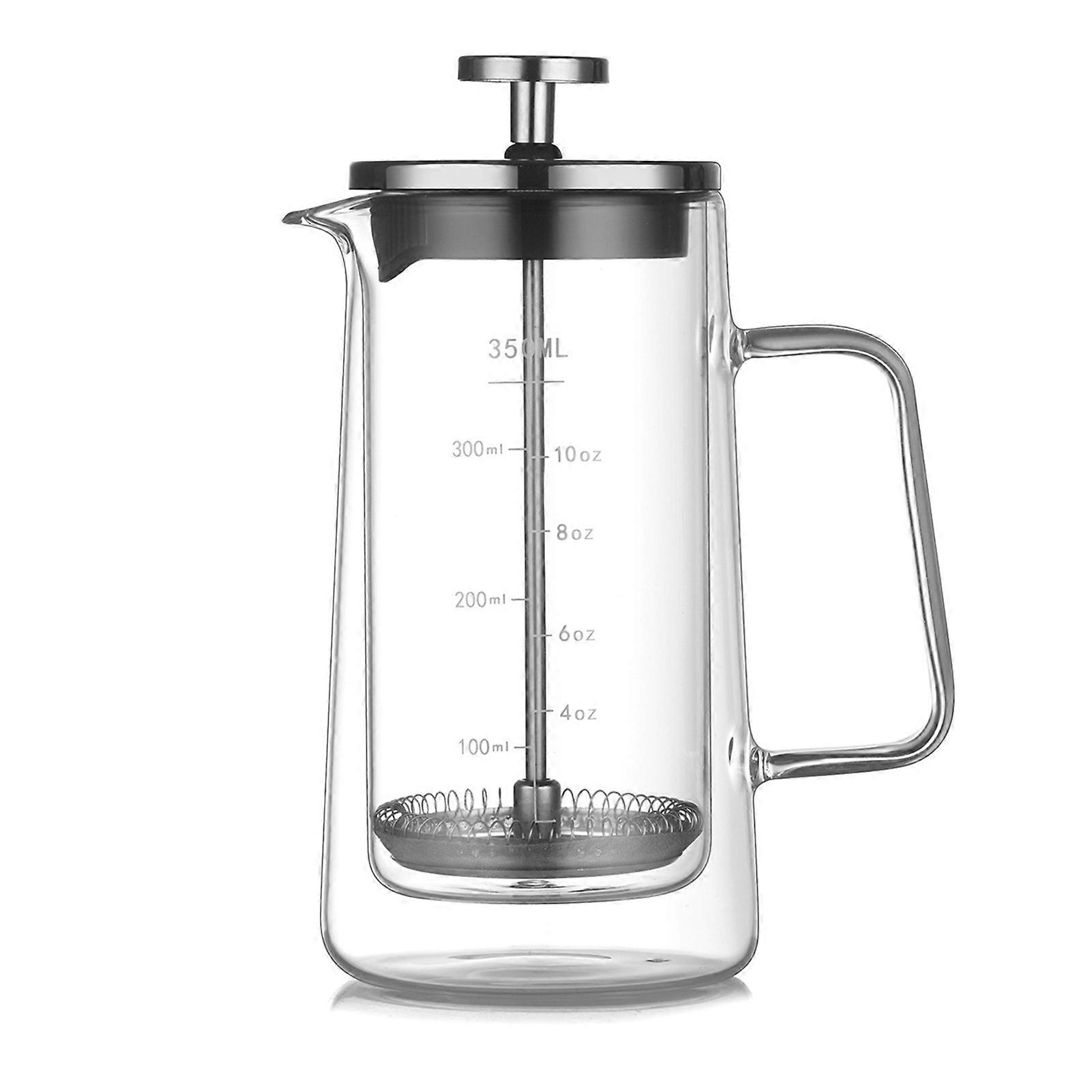 French Press Coffee Maker Transparent Glass Tea Coffee Brewer Pot with Fine Filtration System for Coffee Lovers