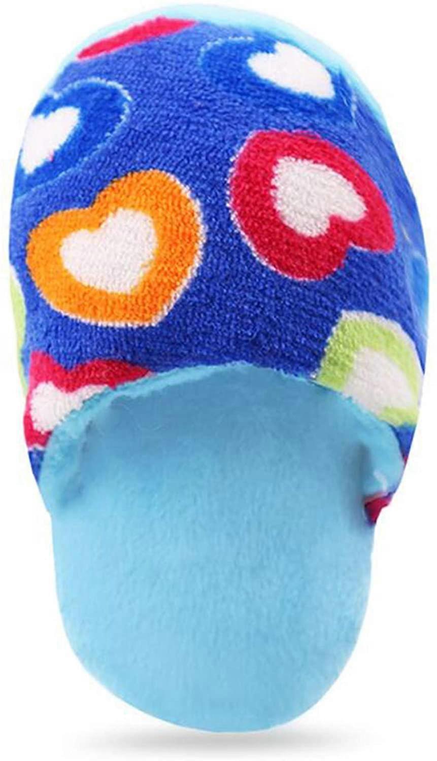 Pet Squeaky Toys Colorful Striped Pattern Slipper Puppy Teeth Cleaning Toys Interactive Play Toy for Small Dogs,Love Blue