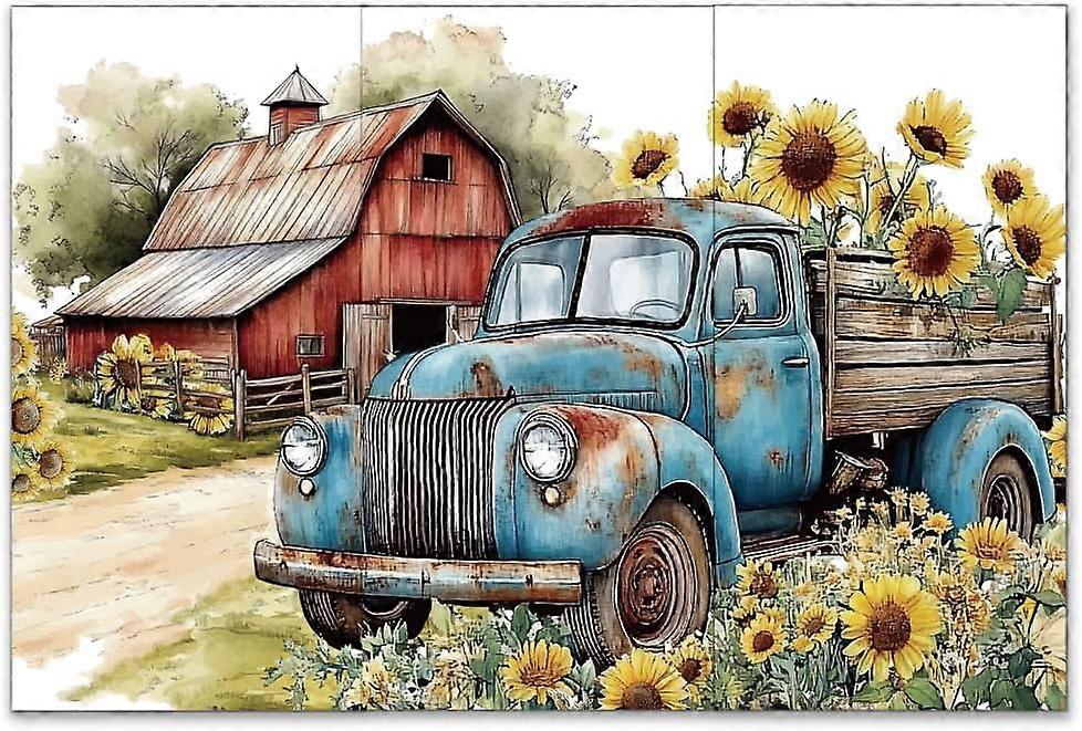 3pcs/Set Retro Truck Rub on Transfers for Furniture and Crafts 6x12 Inch Farm Transport Furniture Transfer Sticker Furniture Decals Decor Transfer Sti