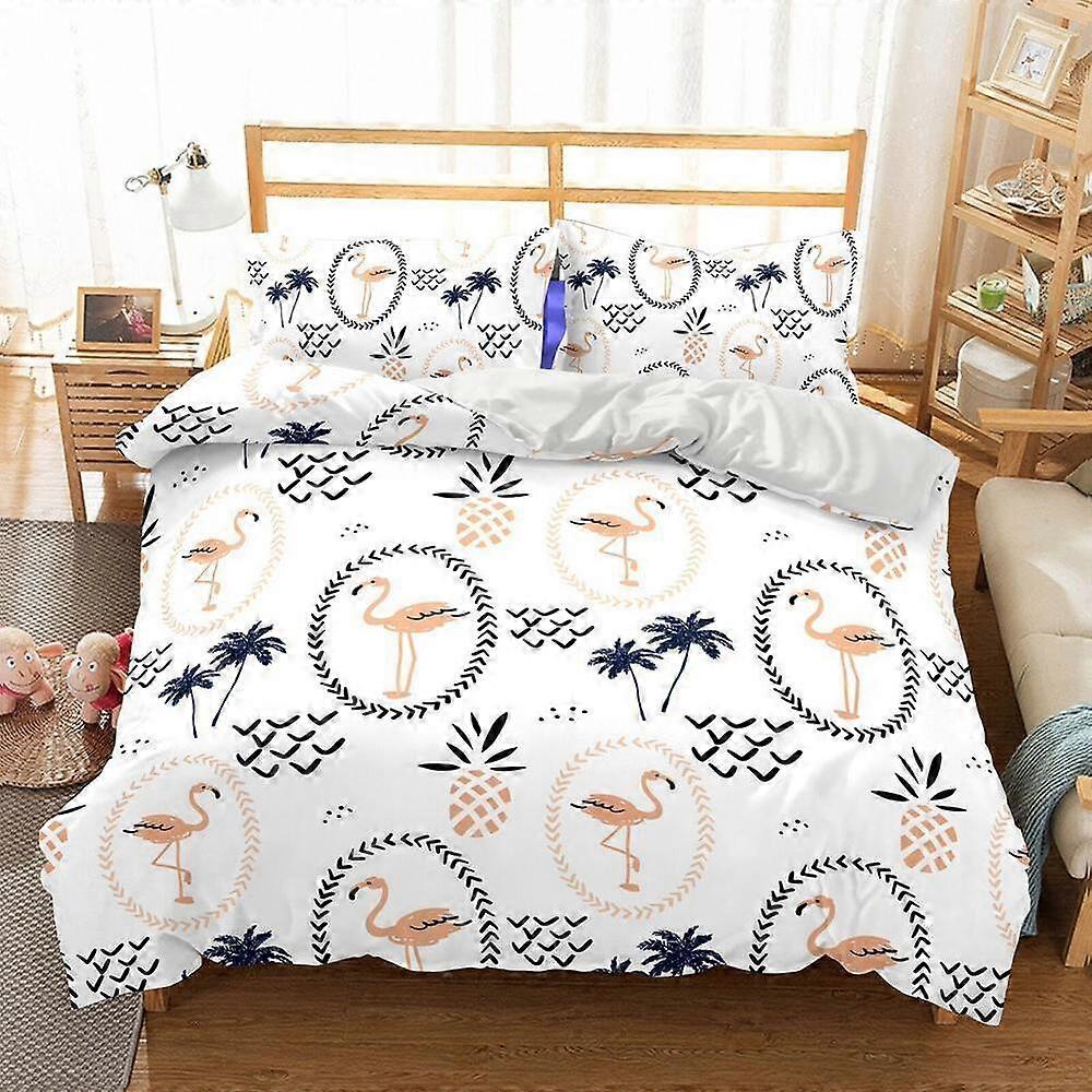 v1456 Lençóis Flamingo série Colcha Conjunto de Capa de Edredom Decoração de Quarto Colcha Roupa de Cama Conjunto de Cama de 3 Peças (1 Capa de Edredom + 2 Fronhas) Cama She