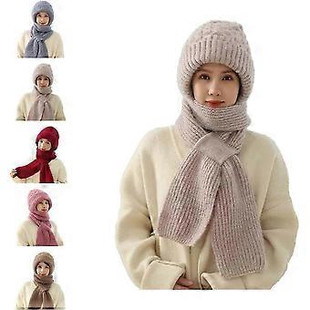 Integrated Ear Protection Windproof Cap Scarf, Knitting Thickening Hat Winter, Winter Warm Knitted Hat Scarf, Hat Scarf