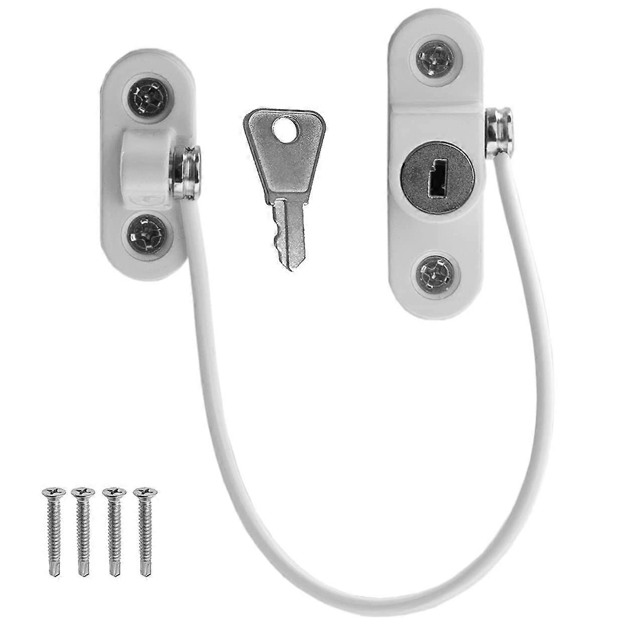 2 x Cable Restrictor Lock for UPVC Windows Ventilation Lock - Child & Baby Safety Extra Security Wire - with Screws