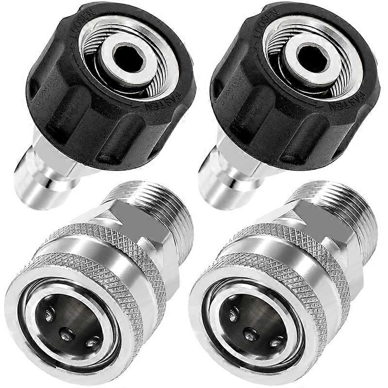 4Pcs Pressure Washer Adapter Set, Quick Connect Kit, M22 14mm to M22 Metric Fitting, Stainless Stee