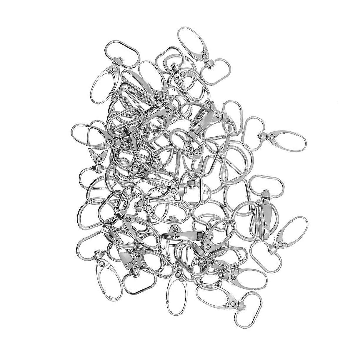 30pcs 360 Degrees Swivel Trigger Lobster Snap Clasps Hooks with D-rings (Silver)